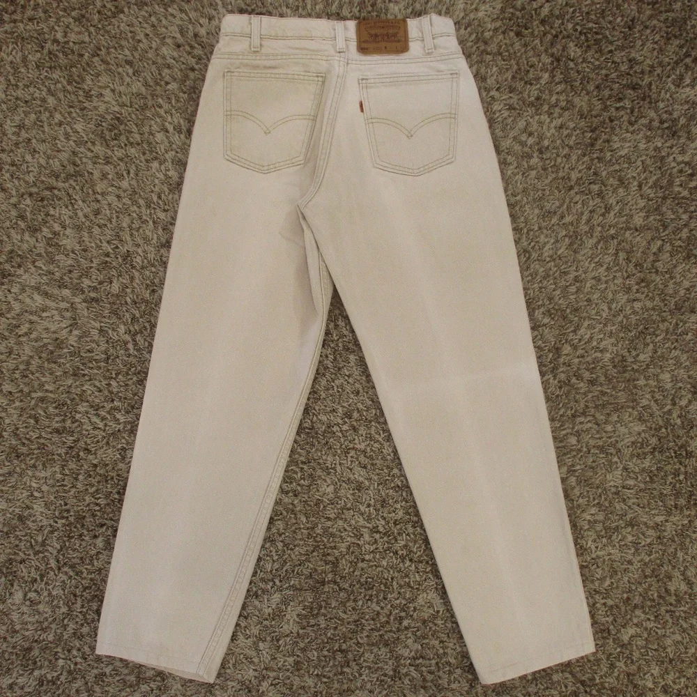 Levi's Vintage 80s Orange Tab Jeans Men 30x29 Beige 550 Relaxed Tapered Made USA - Picture 2 of 9
